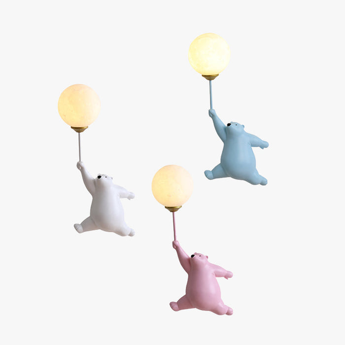 Aria Infantil Globo de Oso Acrílico/Resina Aplique de Pared Blanco/Azul/Rosa — imagen 1 | Aura Lighting