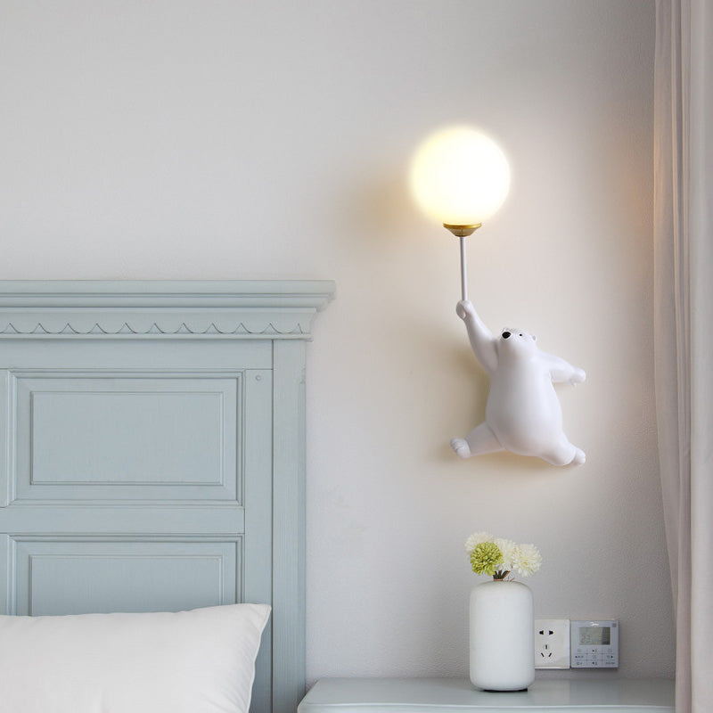 Aria Infantil Globo de Oso Acrílico/Resina Aplique de Pared Blanco/Azul/Rosa — imagen 13 | Aura Lighting