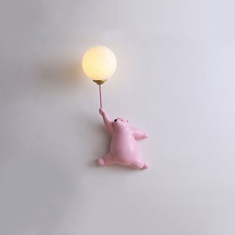 Aria Infantil Globo de Oso Acrílico/Resina Aplique de Pared Blanco/Azul/Rosa — imagen 5 | Aura Lighting
