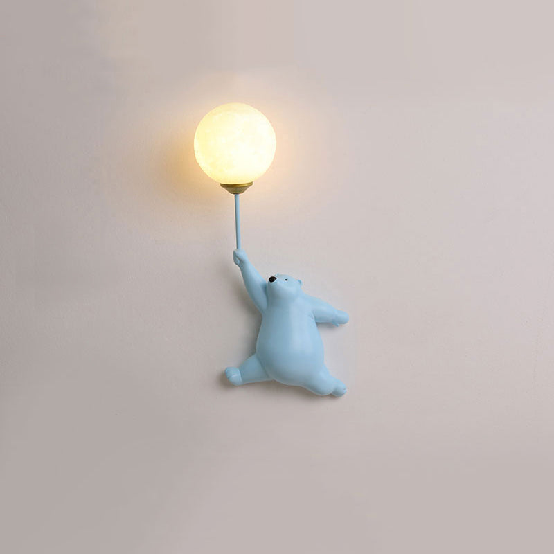 Aria Infantil Globo de Oso Acrílico/Resina Aplique de Pared Blanco/Azul/Rosa — imagen 6 | Aura Lighting