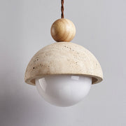 Aria Lámpara Colgante con Cúpula de Vidrio y Travertino — imagen 2 | Aura Lighting