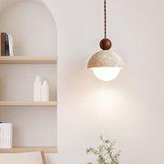 Aria Lámpara Colgante con Cúpula de Vidrio y Travertino — imagen 6 | Aura Lighting