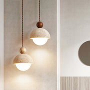 Aria Lámpara Colgante con Cúpula de Vidrio y Travertino — imagen 7 | Aura Lighting
