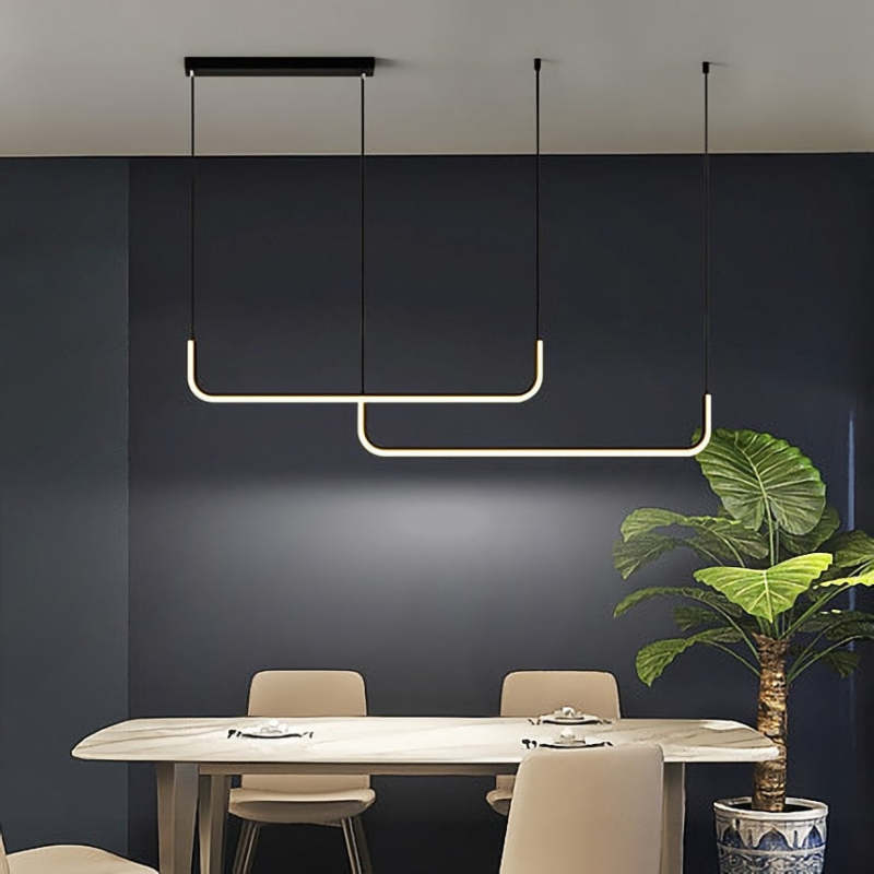 Arisha Minimalista Lineal Metal/Sílice Lámpara Colgante Dorada/Negra — imagen 3 | Aura Lighting