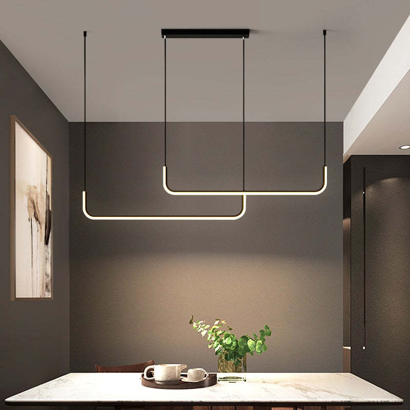 Arisha Minimalista Lineal Metal/Sílice Lámpara Colgante Dorada/Negra — imagen 5 | Aura Lighting