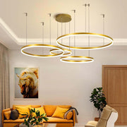 Arisha Moderna Anillos Metal/Acrílico Lámpara Colgante Negra/Dorada/Café — imagen 12 | Aura Lighting