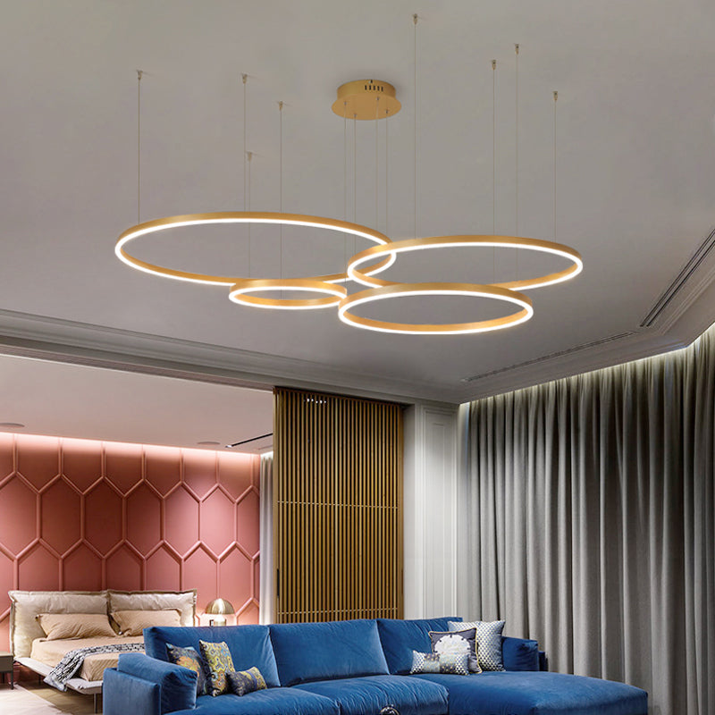 Arisha Moderna Anillos Metal/Acrílico Lámpara Colgante Negra/Dorada/Café — imagen 13 | Aura Lighting