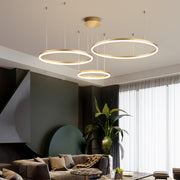 Arisha Moderna Anillos Metal/Acrílico Lámpara Colgante Negra/Dorada/Café — imagen 15 | Aura Lighting