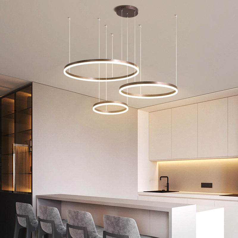 Arisha Moderna Anillos Metal/Acrílico Lámpara Colgante Negra/Dorada/Café — imagen 16 | Aura Lighting