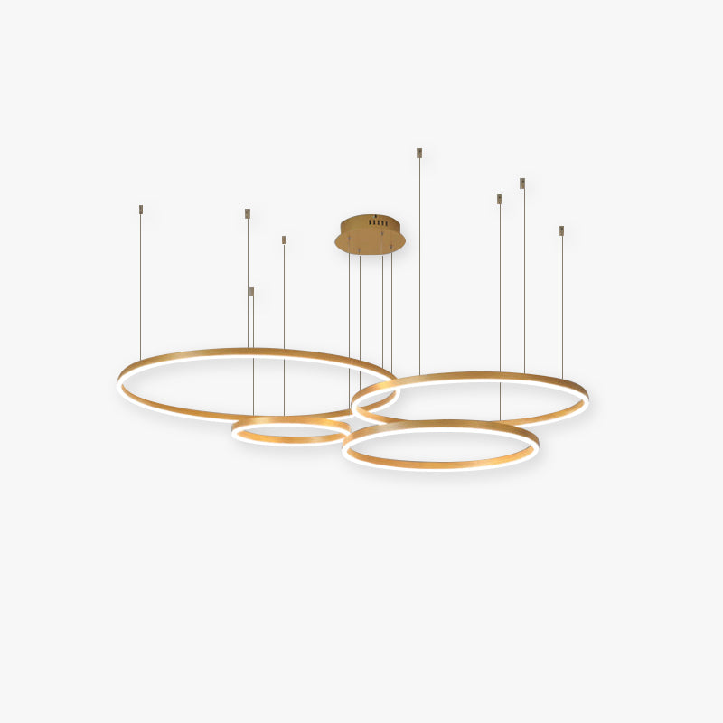 Arisha Moderna Anillos Metal/Acrílico Lámpara Colgante Negra/Dorada/Café — imagen 1 | Aura Lighting