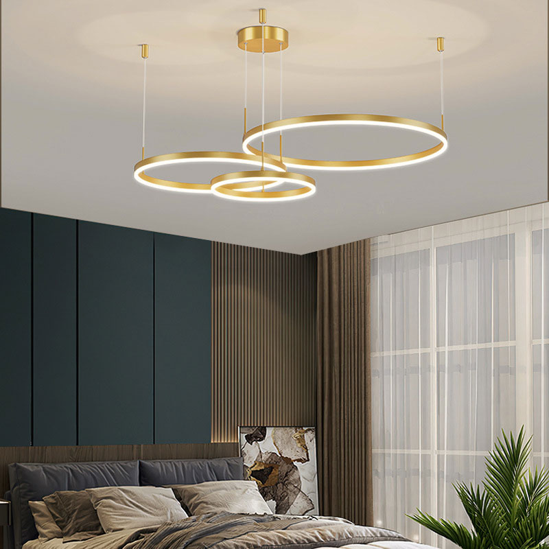 Arisha Moderna Anillos Metal/Acrílico Lámpara Colgante Negra/Dorada/Café — imagen 20 | Aura Lighting