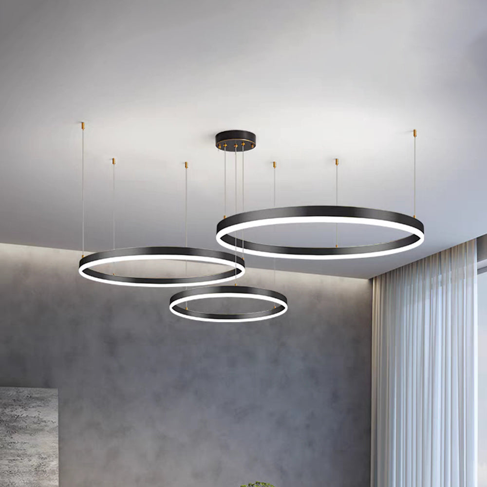 Arisha Moderna Anillos Metal/Acrílico Lámpara Colgante Negra/Dorada/Café — imagen 23 | Aura Lighting