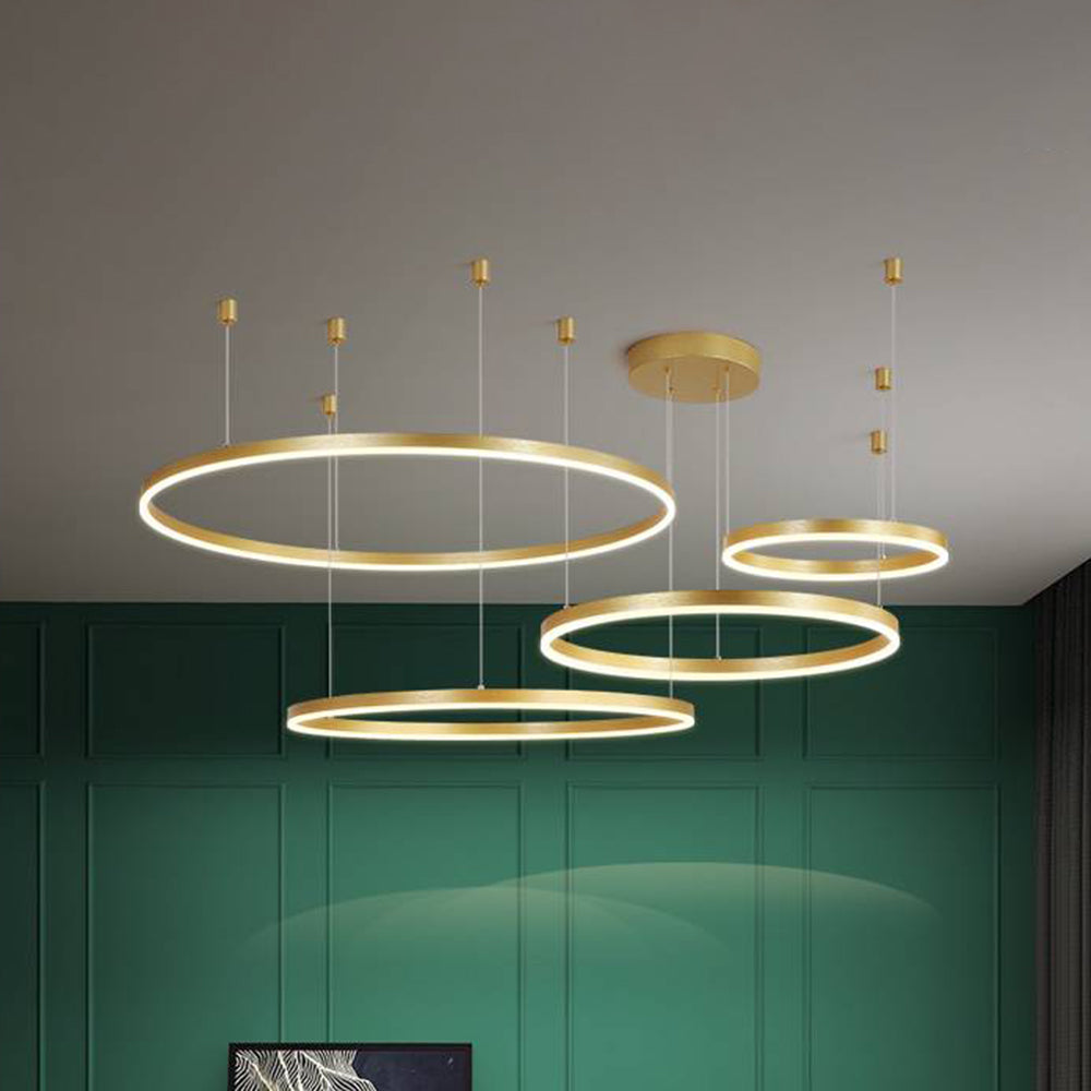 Arisha Moderna Anillos Metal/Acrílico Lámpara Colgante Negra/Dorada/Café — imagen 24 | Aura Lighting