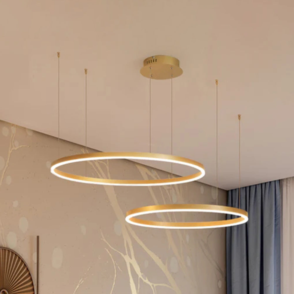 Arisha Moderna Anillos Metal/Acrílico Lámpara Colgante Negra/Dorada/Café — imagen 25 | Aura Lighting