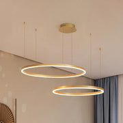 Arisha Moderna Anillos Metal/Acrílico Lámpara Colgante Negra/Dorada/Café — imagen 28 | Aura Lighting