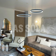Arisha Moderna Anillos Metal/Acrílico Lámpara Colgante Negra/Dorada/Café — imagen 38 | Aura Lighting