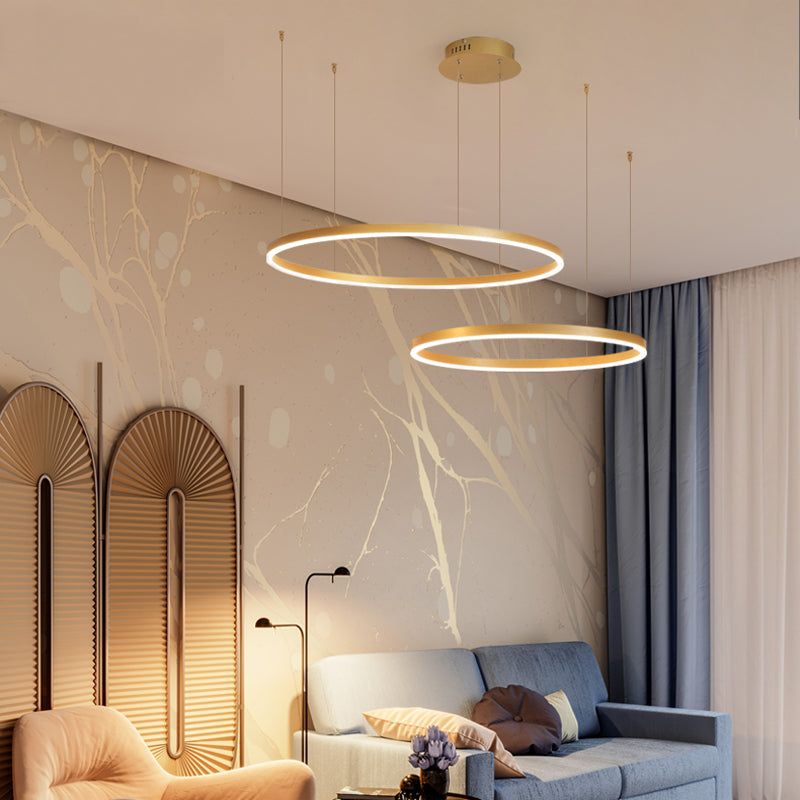 Arisha Moderna Anillos Metal/Acrílico Lámpara Colgante Negra/Dorada/Café — imagen 3 | Aura Lighting