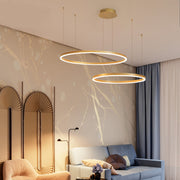 Arisha Moderna Anillos Metal/Acrílico Lámpara Colgante Negra/Dorada/Café — imagen 3 | Aura Lighting