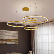 Arisha Moderna Anillos Metal/Acrílico Lámpara Colgante Negra/Dorada/Café — imagen 7 | Aura Lighting