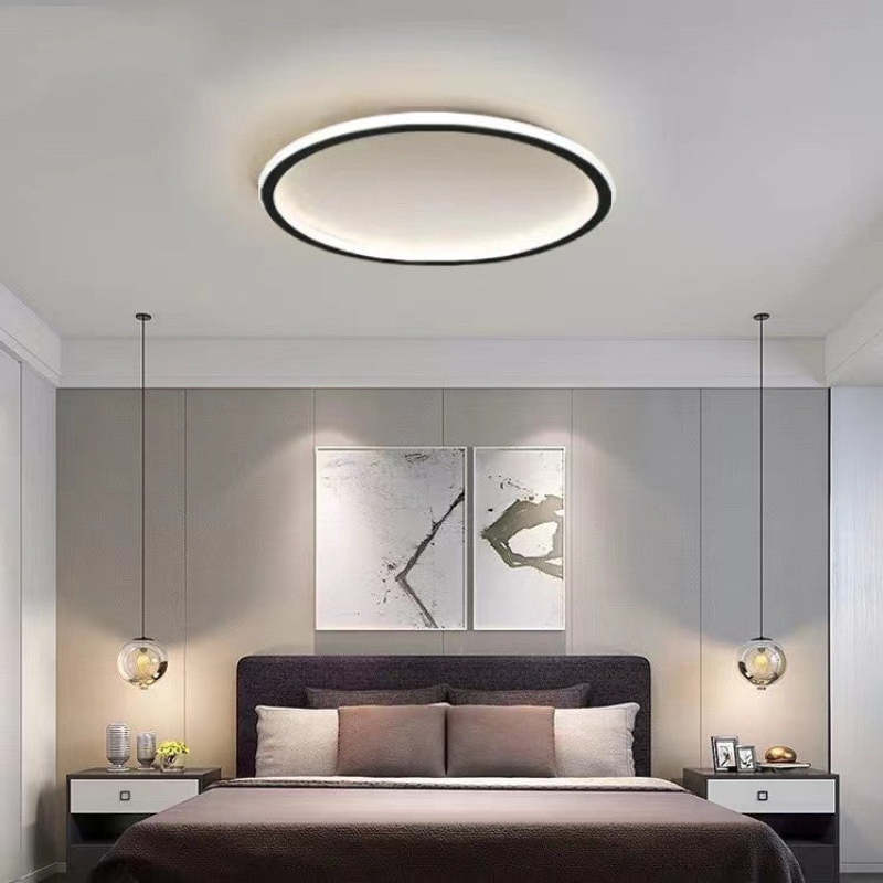 Arisha Moderna Redonda Metal Lámpara de Techo Blanca/Negra — imagen 2 | Aura Lighting