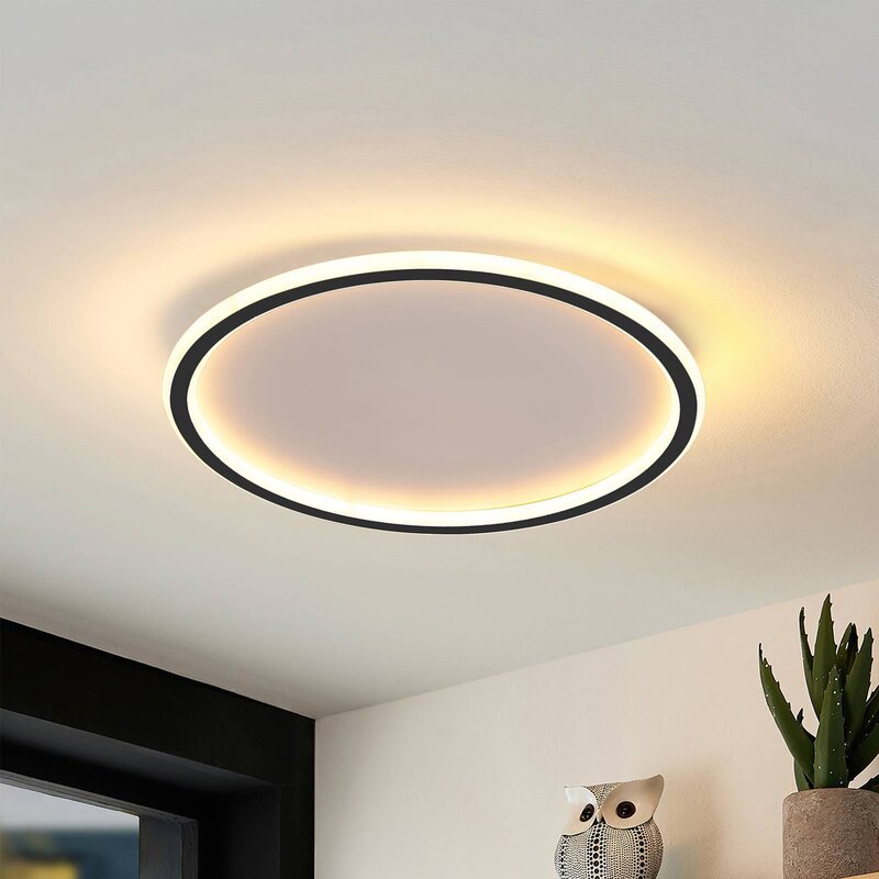 Arisha Moderna Redonda Metal Lámpara de Techo Blanca/Negra — imagen 3 | Aura Lighting