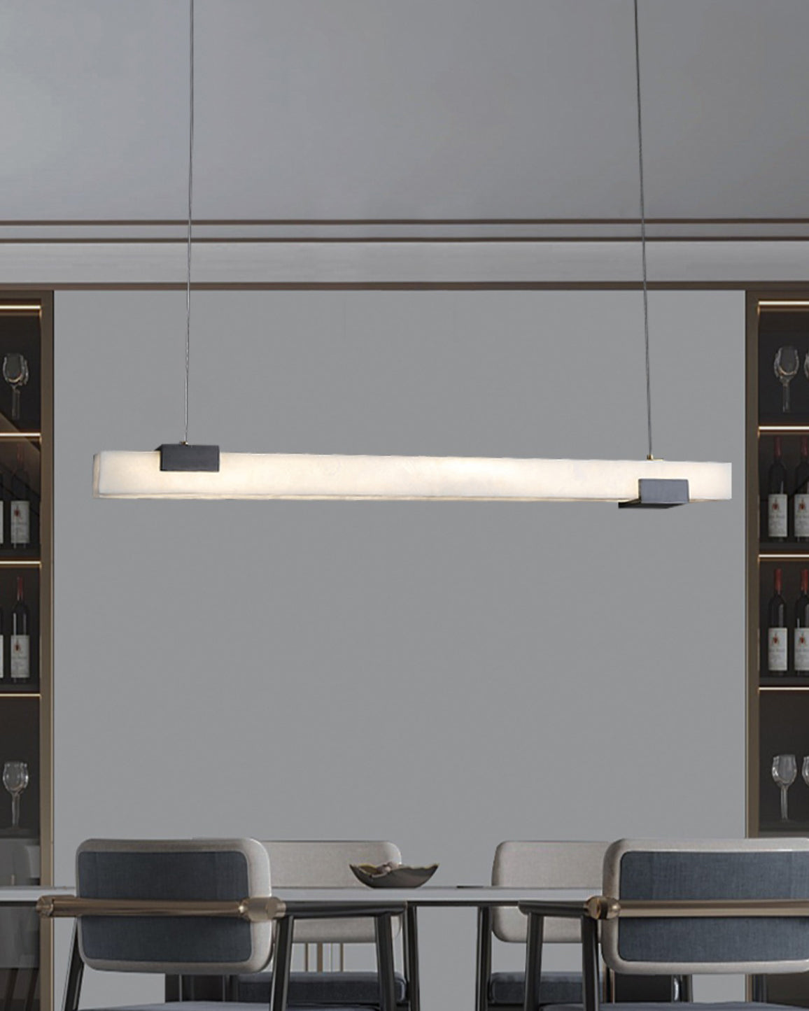 Avert Modern Minimalist Brass Alabaster Pendant Light - Lamp Copper