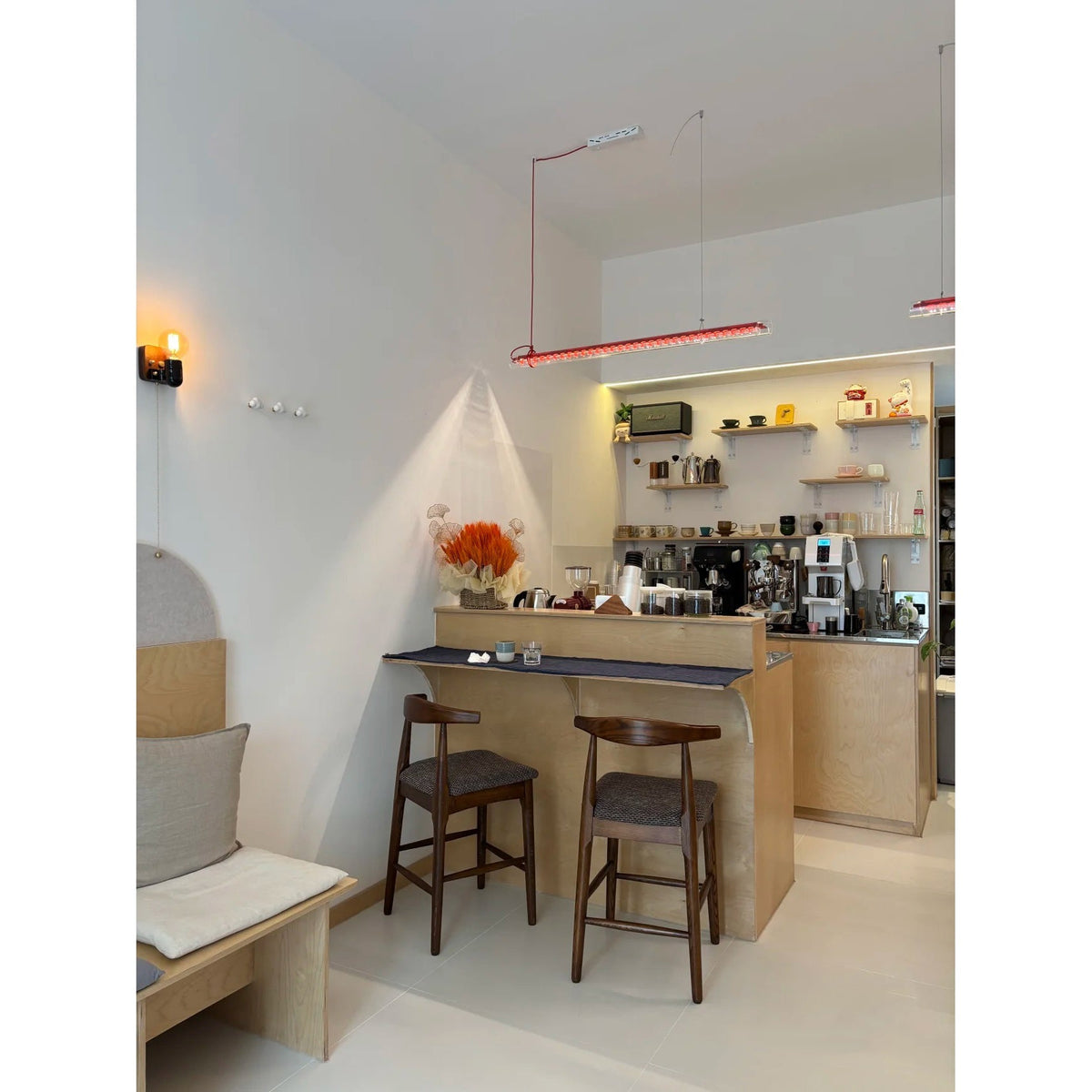 Cata Modern Minimalist Linear LED Metal Glass Pendant Lamp - Lamp Copper