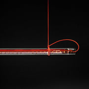 Cata Modern Minimalist Linear LED Metal Glass Pendant Lamp - Lamp Copper