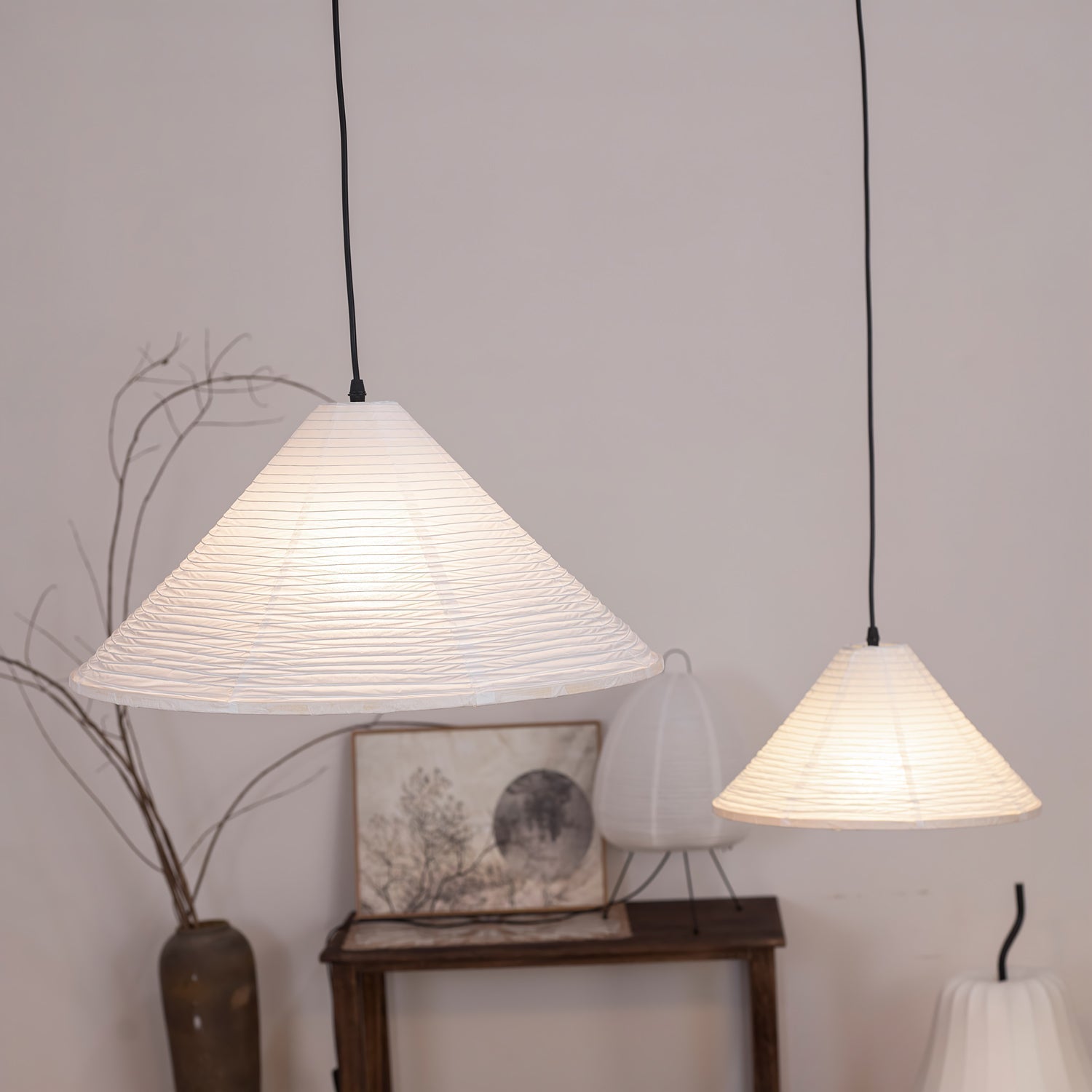 Washi Paper Pyramid Pendant Lamp - Aura Lighting
