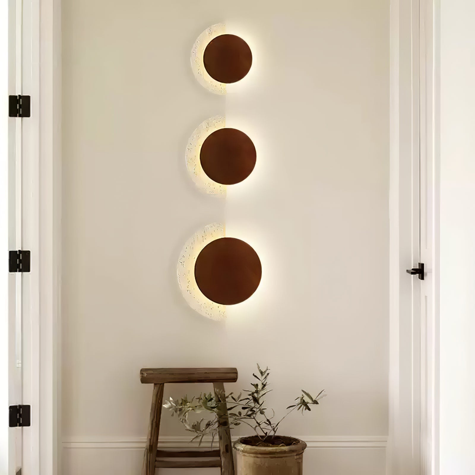 Coraeen Half-Moon Travertine Wall Light - Aura Lighting