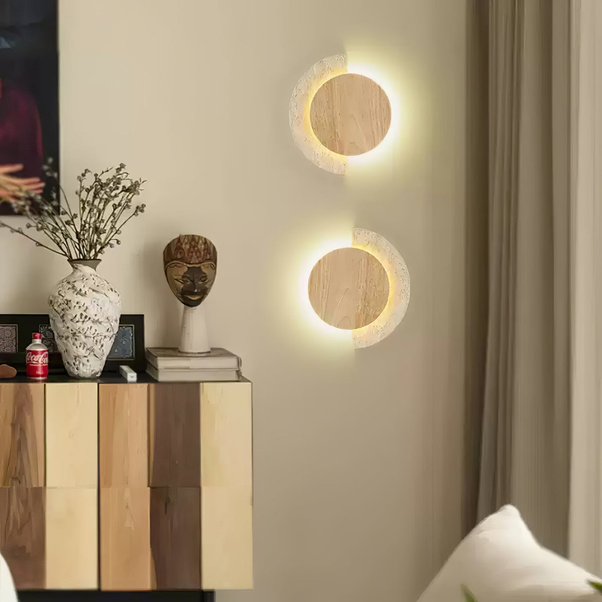 Coraeen Half-Moon Travertine Wall Light - Aura Lighting