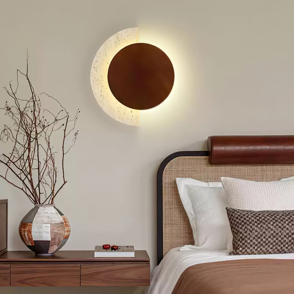 Coraeen Half-Moon Travertine Wall Light - Aura Lighting