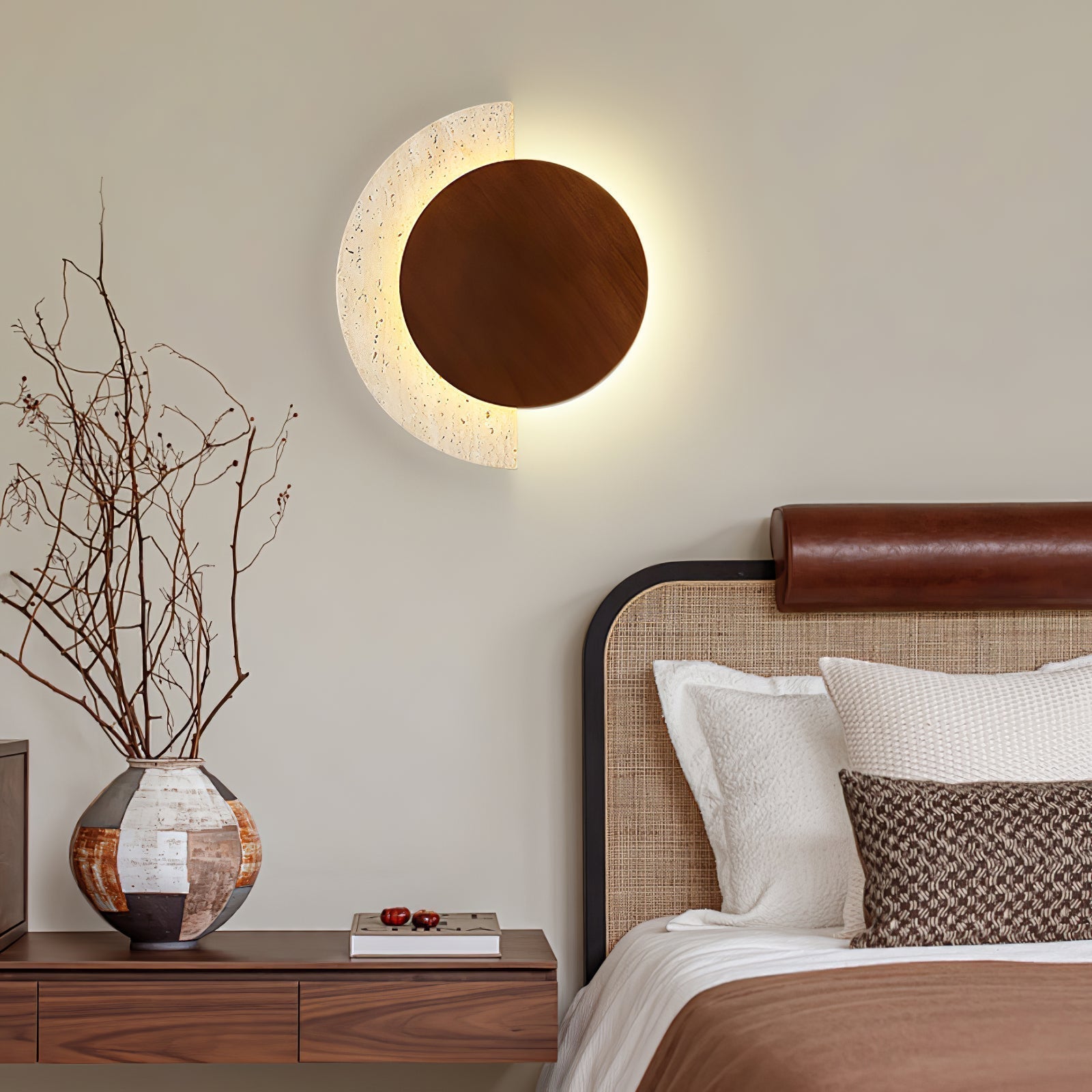 Coraeen Half-Moon Travertine Wall Light - Aura Lighting