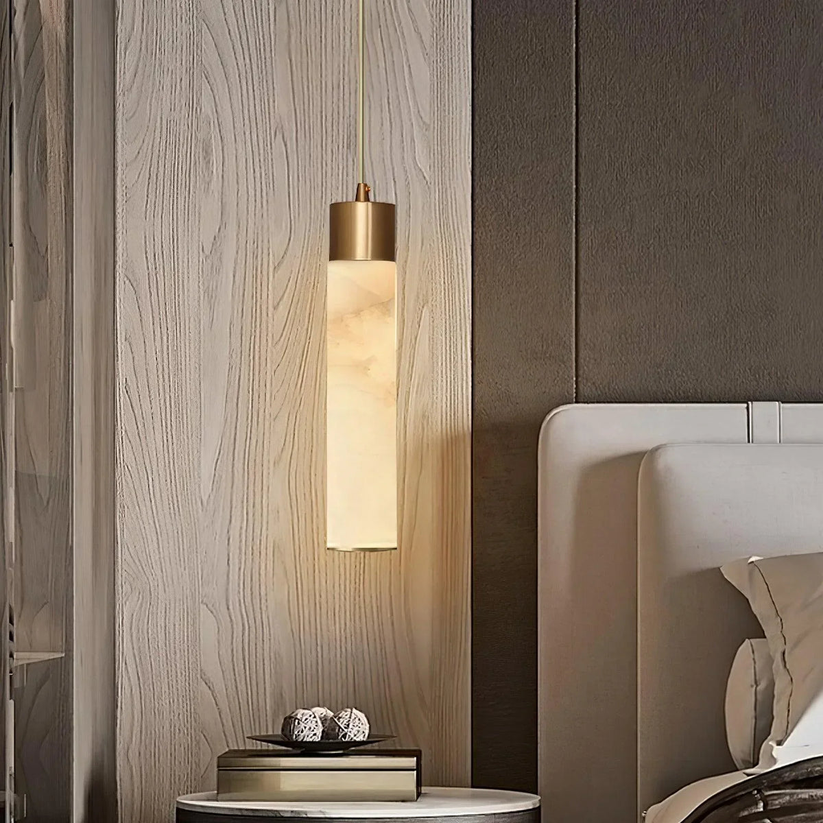 Dike White Alabaster Pendant Light — imagen 5 | Aura Lighting