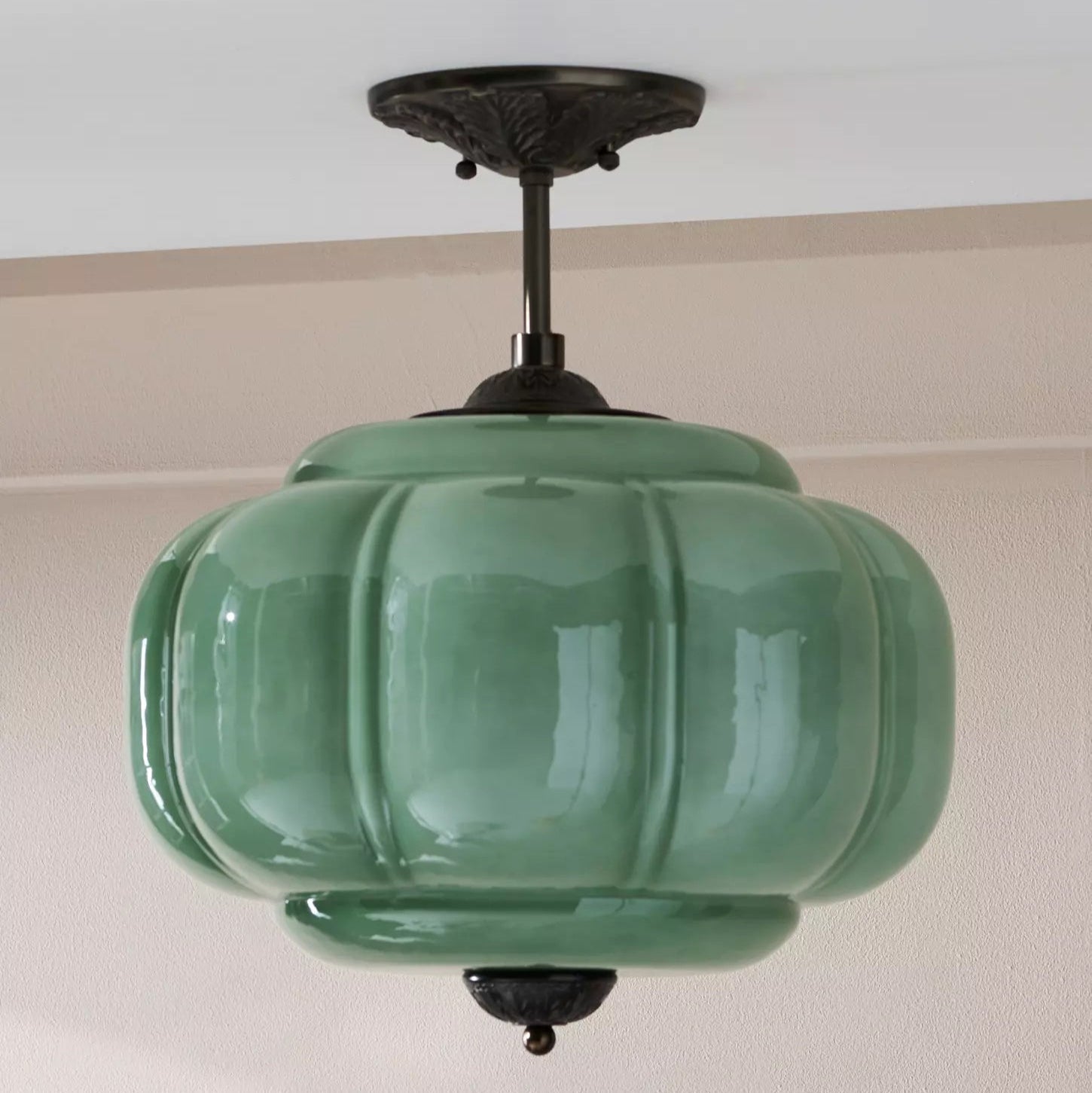Eldio Green Glass Semi Flush Mount Light - Aura Lighting