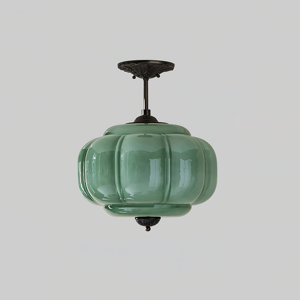 Eldio Green Glass Semi Flush Mount Light - Aura Lighting