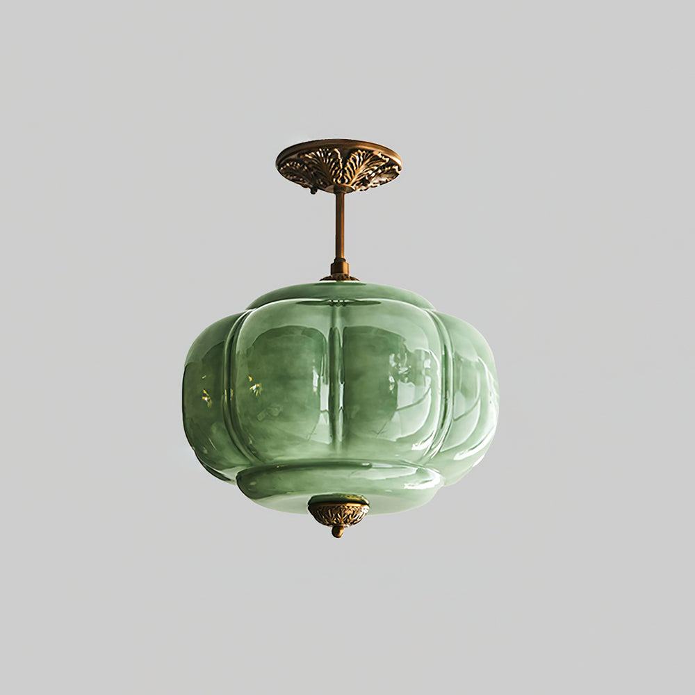 Eldio Green Glass Semi Flush Mount Light - Aura Lighting