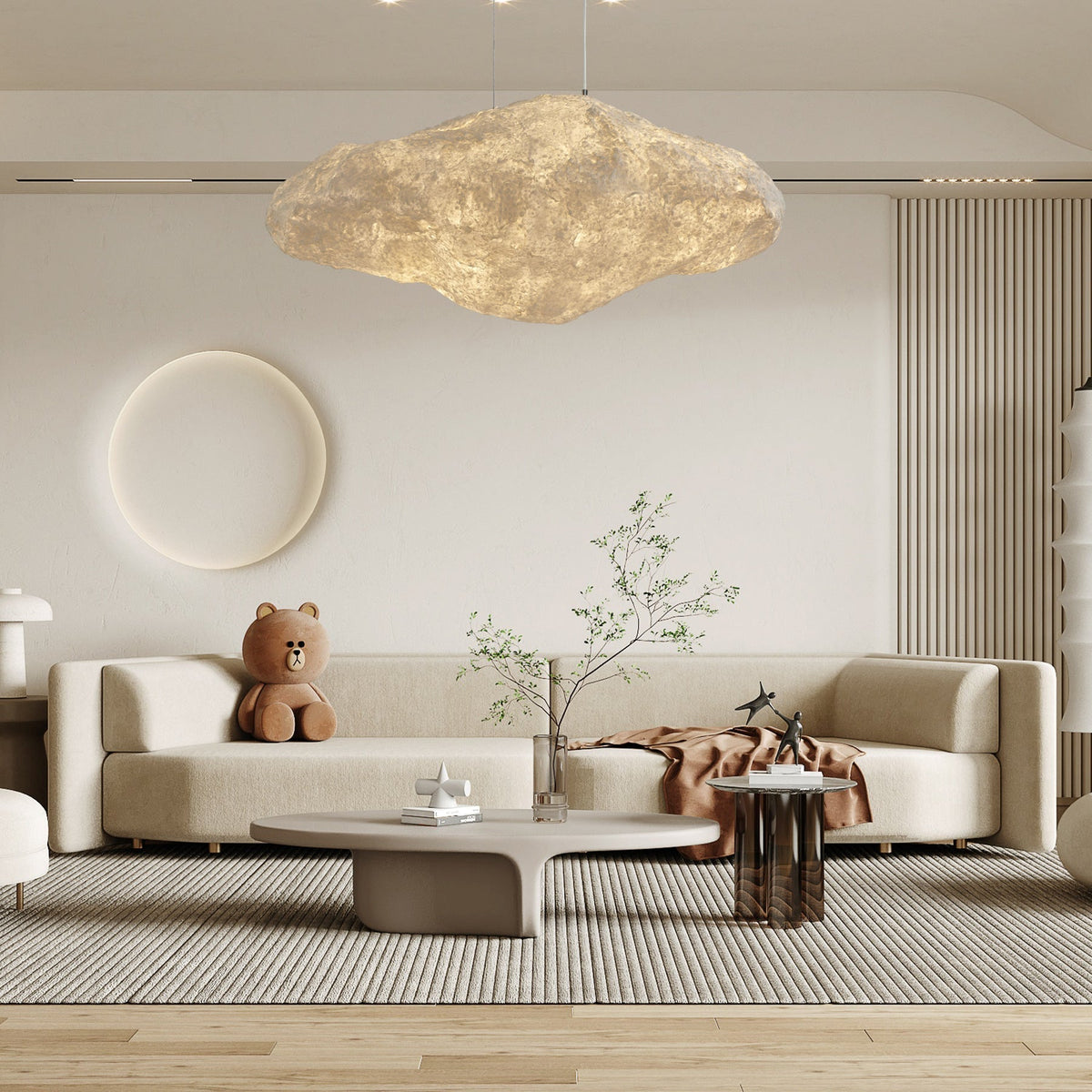Elliros Textured Paper Pulp Pendant Light - Aura Lighting