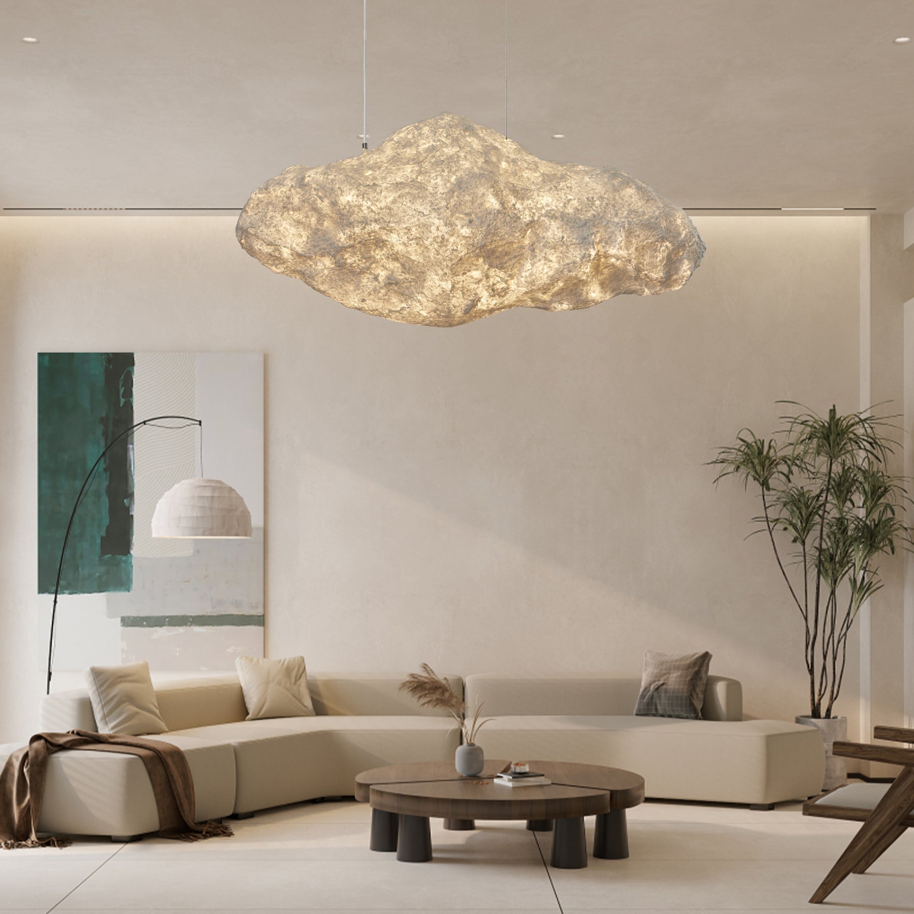 Elliros Textured Paper Pulp Pendant Light - Aura Lighting