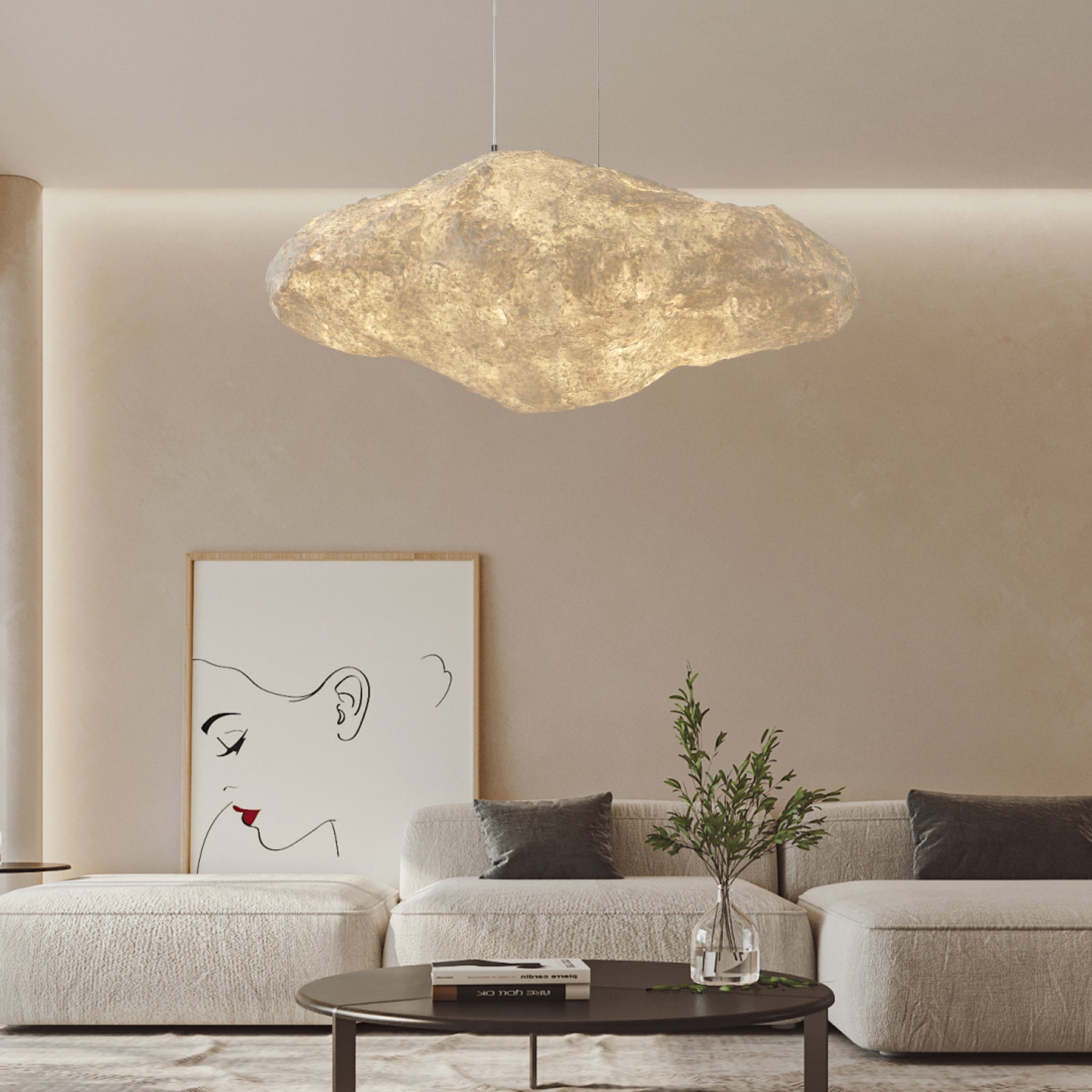 Elliros Textured Paper Pulp Pendant Light - Aura Lighting