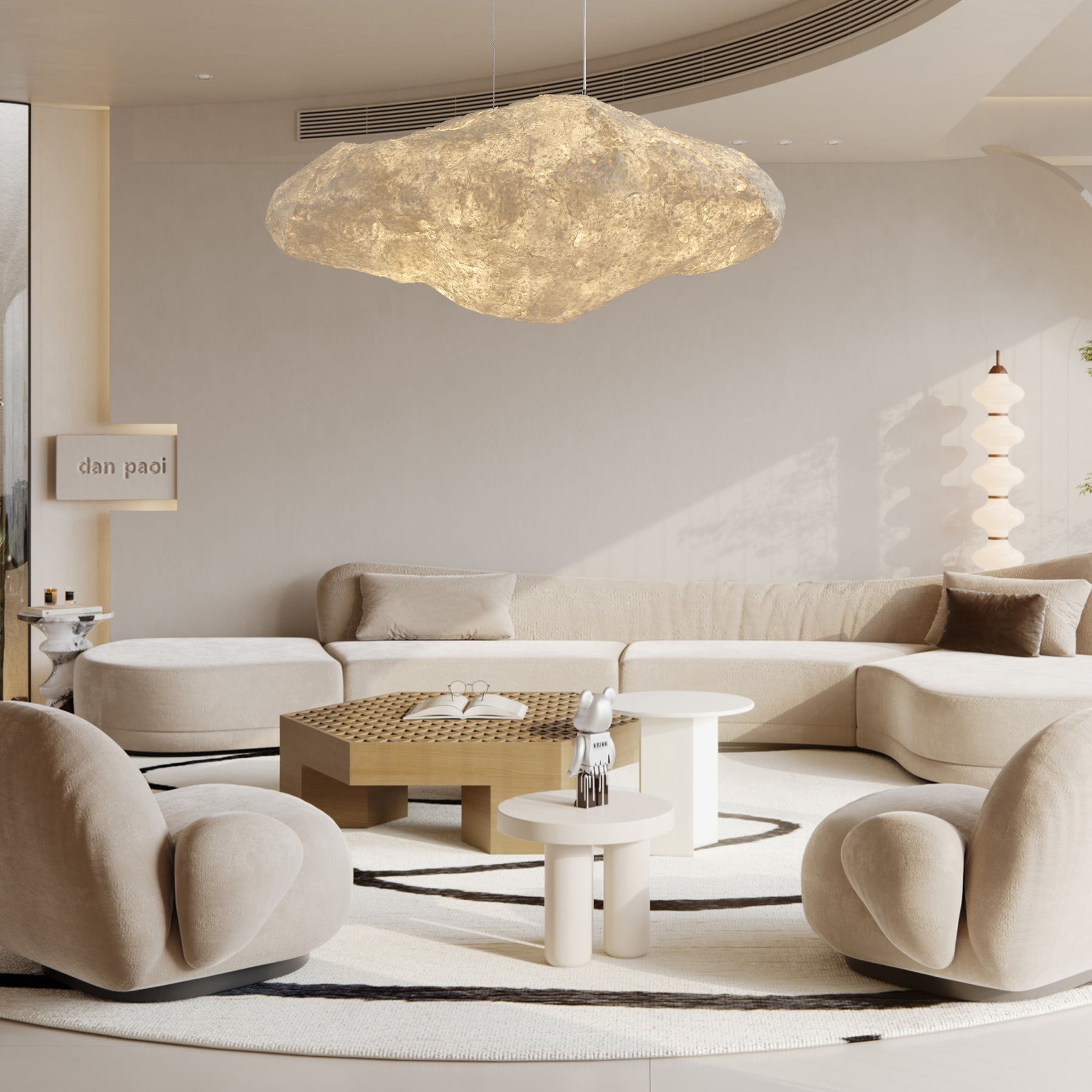 Elliros Textured Paper Pulp Pendant Light - Aura Lighting