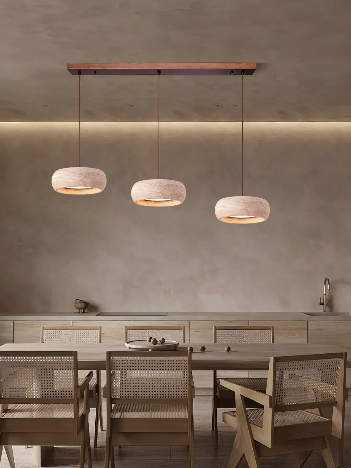 Eurvaran Modern Minimalist Drum Travertine Pendant Lamp - Lamp Copper