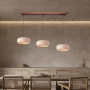 Eurvaran Modern Minimalist Drum Travertine Pendant Lamp - Lamp Copper
