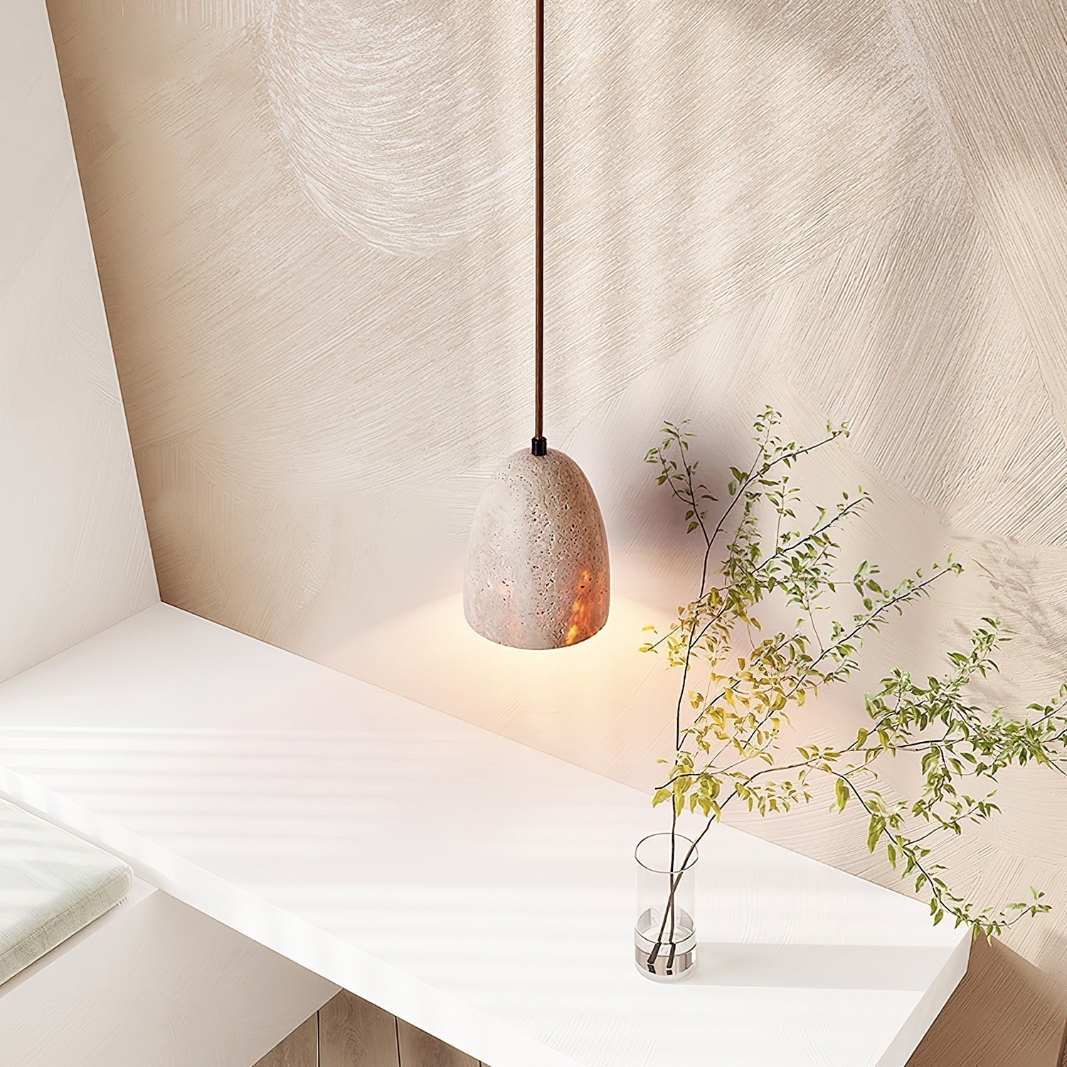 Evtheira Conical Travertine Pendant Light - Aura Lighting