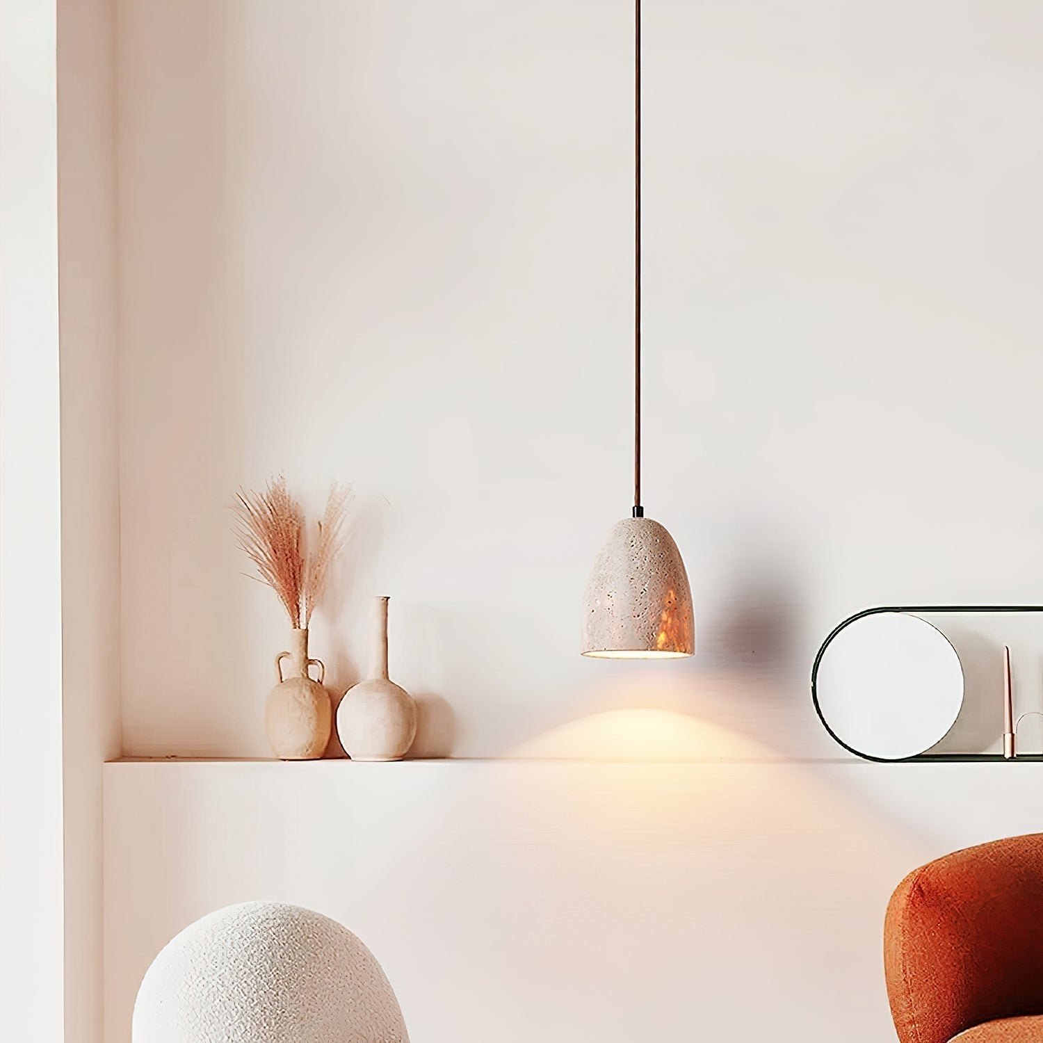 Evtheira Conical Travertine Pendant Light - Aura Lighting