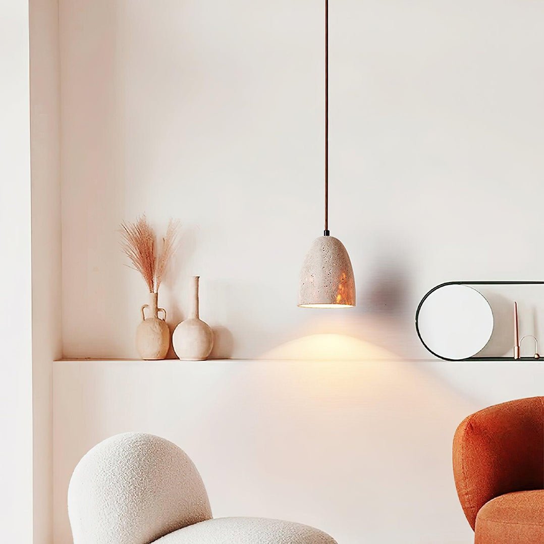 Evtheira Conical Travertine Pendant Light - Aura Lighting
