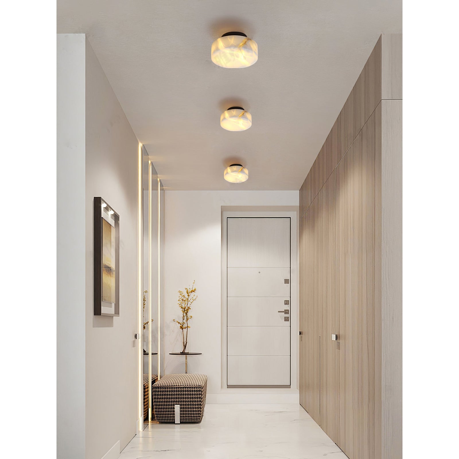 Glim Modern Minimalist Brass Metal Alabaster Wall Lamp - Lamp Copper
