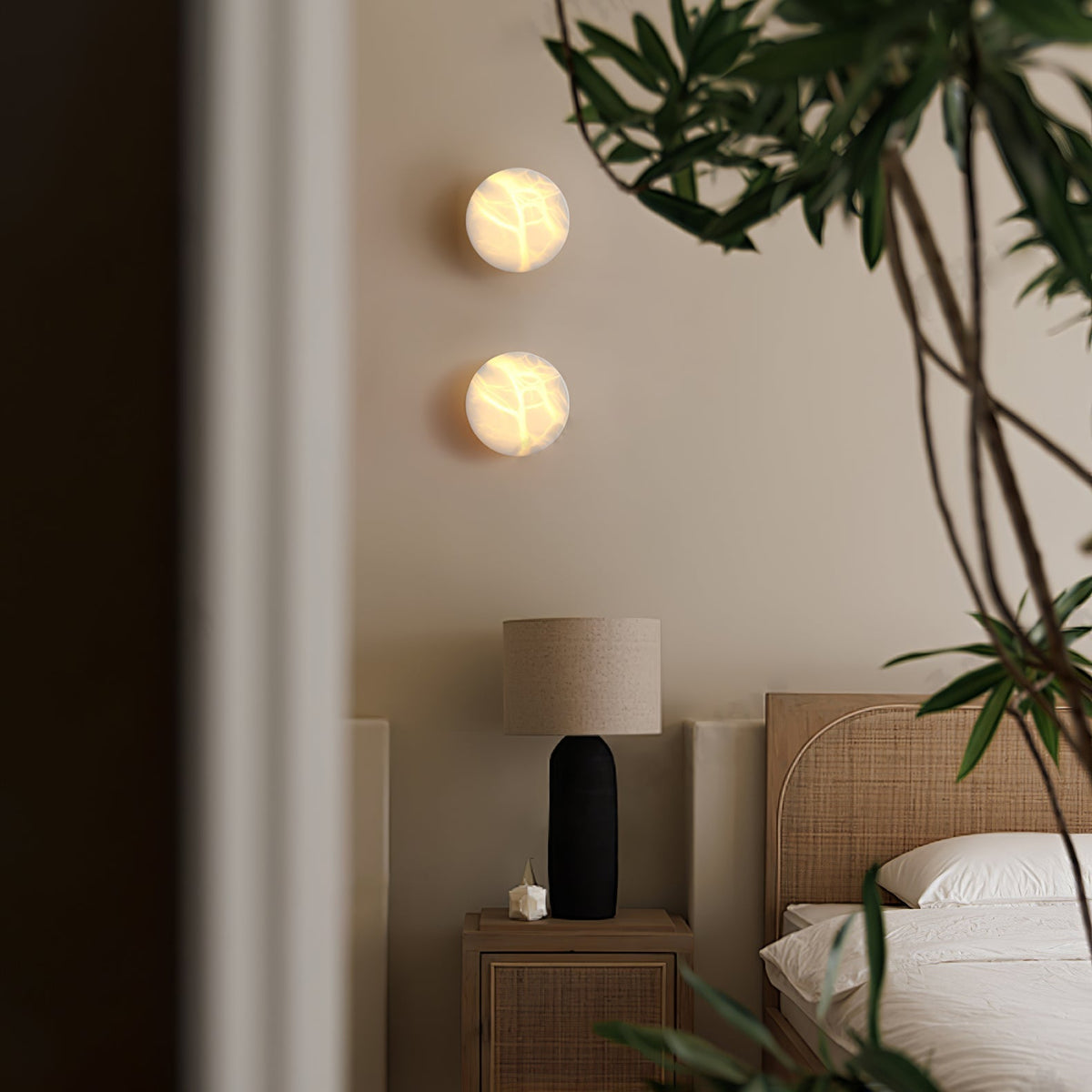 Glim Modern Minimalist Brass Metal Alabaster Wall Lamp - Lamp Copper