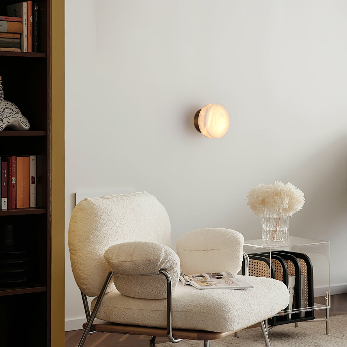 Glim Modern Minimalist Brass Metal Alabaster Wall Lamp - Lamp Copper