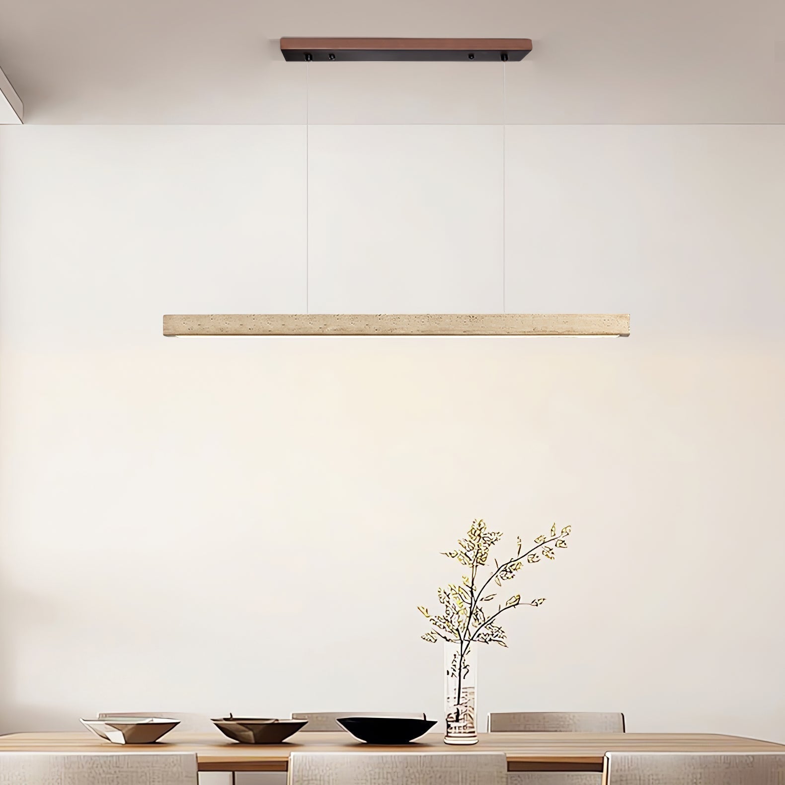 Imiror Minimalist Travertine Linear Pendant Light - Aura Lighting